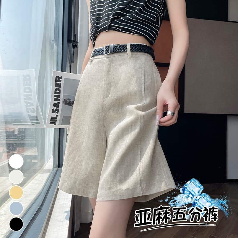 2026 Summer New Tencel Linen Capri Pants Wide Leg Pants High Waist Loose A-Line Shorts Thin Cotton Linen Pants Women