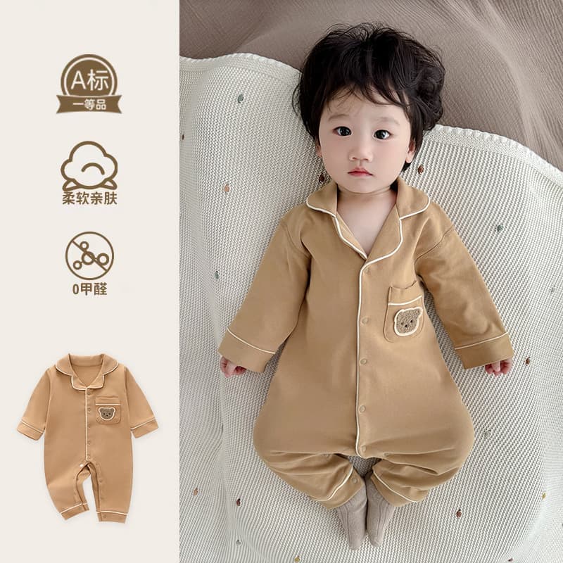 Baby Spring and Autumn Homewear Boys and Girls Four-Season Onesie Sleepwear New Autumn Cotton Pajamas