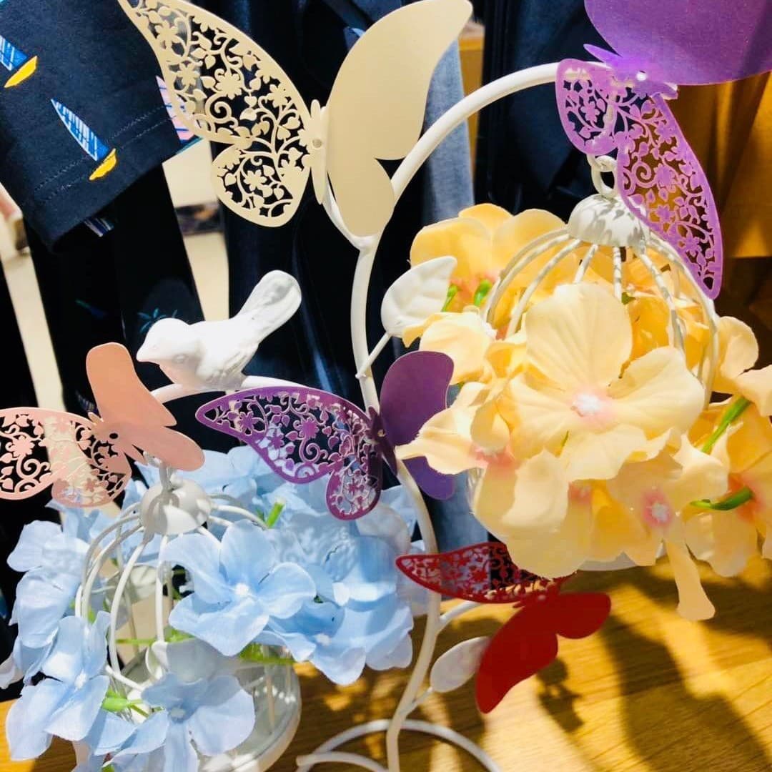 Laser-cut home decor simulated 3D wall stickers, wedding banquet party setup 3D butterfly cup cards, wholesale.