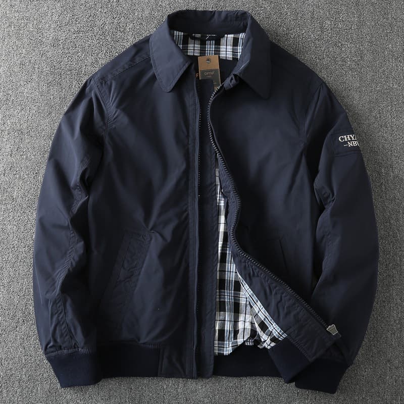 Men's Long-Sleeved Autumn and Winter Lapel Jacket Casual Slim Fit Versatile Double-Layer Workwear Top Plaid Jacket