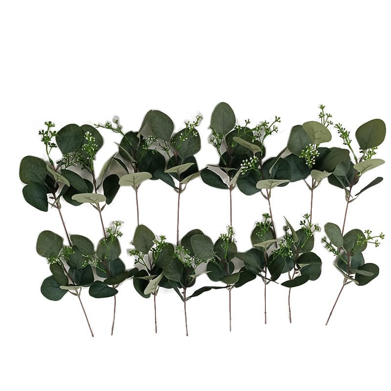 Single Branch with Fruit Eucalyptus Leaf Decorative Fruiting Gum Leaf Cross-border Flower Arrangement DIY Decoration Artificial Money Leaf