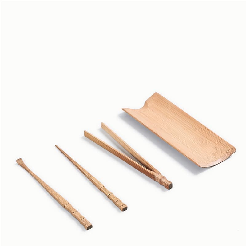 Wholesale bamboo tea four-piece set of teaspoons, tea clips, tea dials, Japanese tea ceremony, Kung Fu tea accessories, home office