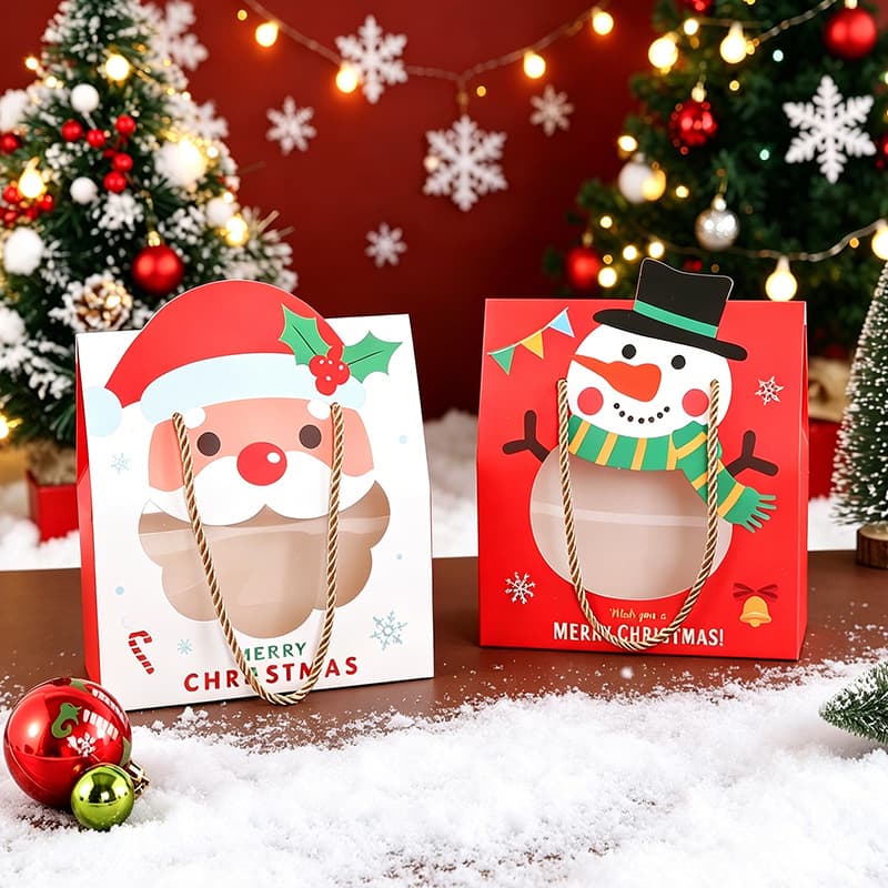 Cross-border hot-selling Christmas gift portable packaging box, empty box, foreign trade Christmas portable gift box, candy companion gift box