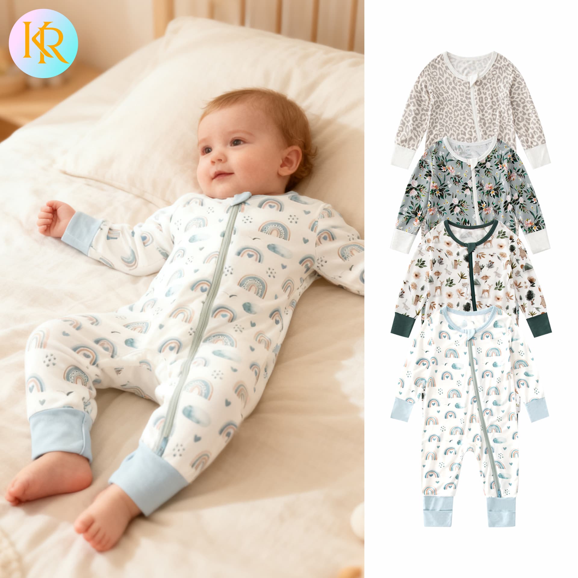 European and American Baby Onesie Summer Newborn Bamboo Fiber Romper Sleepwear