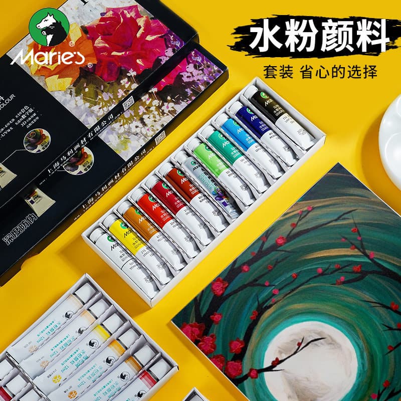 Marie's Gouache Paint Set 12/18/24/36 Colors, Beginner Gouache Painting Set, Aluminum Tube for Kids