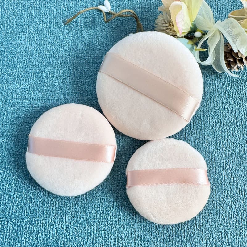Crystal Velvet Dry Powder Puff for Setting Powder, Short Velvet Makeup Cotton, Round Flocked Powder Puff for Makeup Artists and Studios