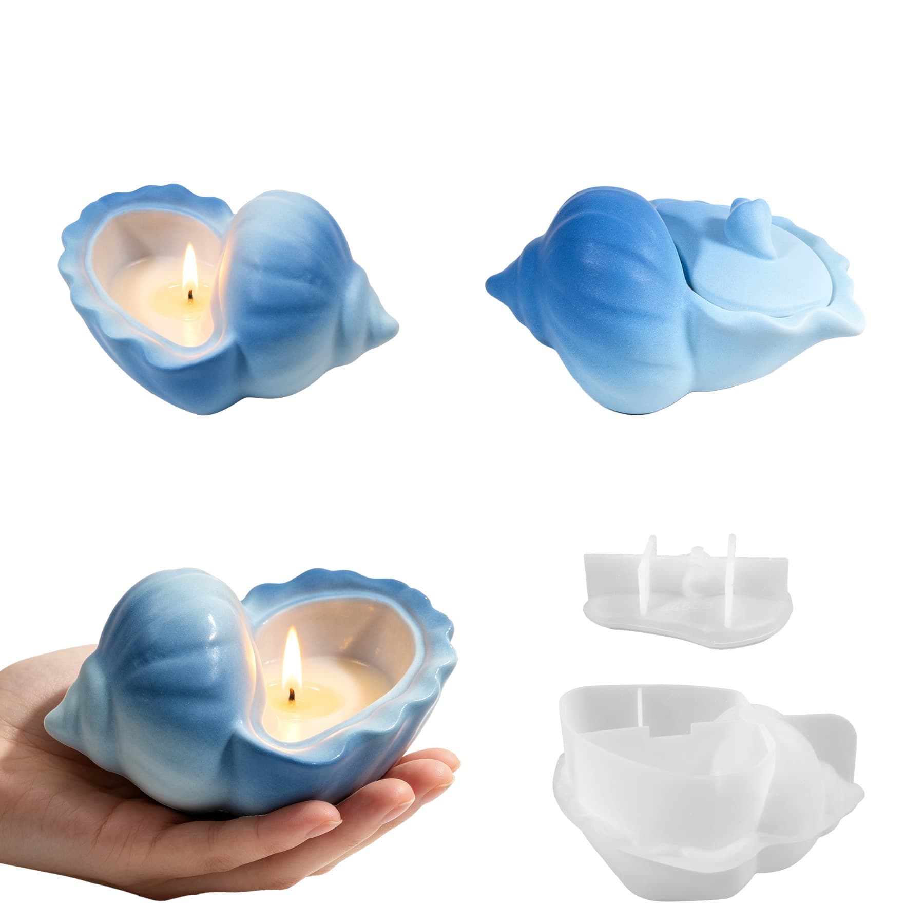 Cross-border new conch storage box silicone mold glue diy summer small conch number snail plaster candle cup