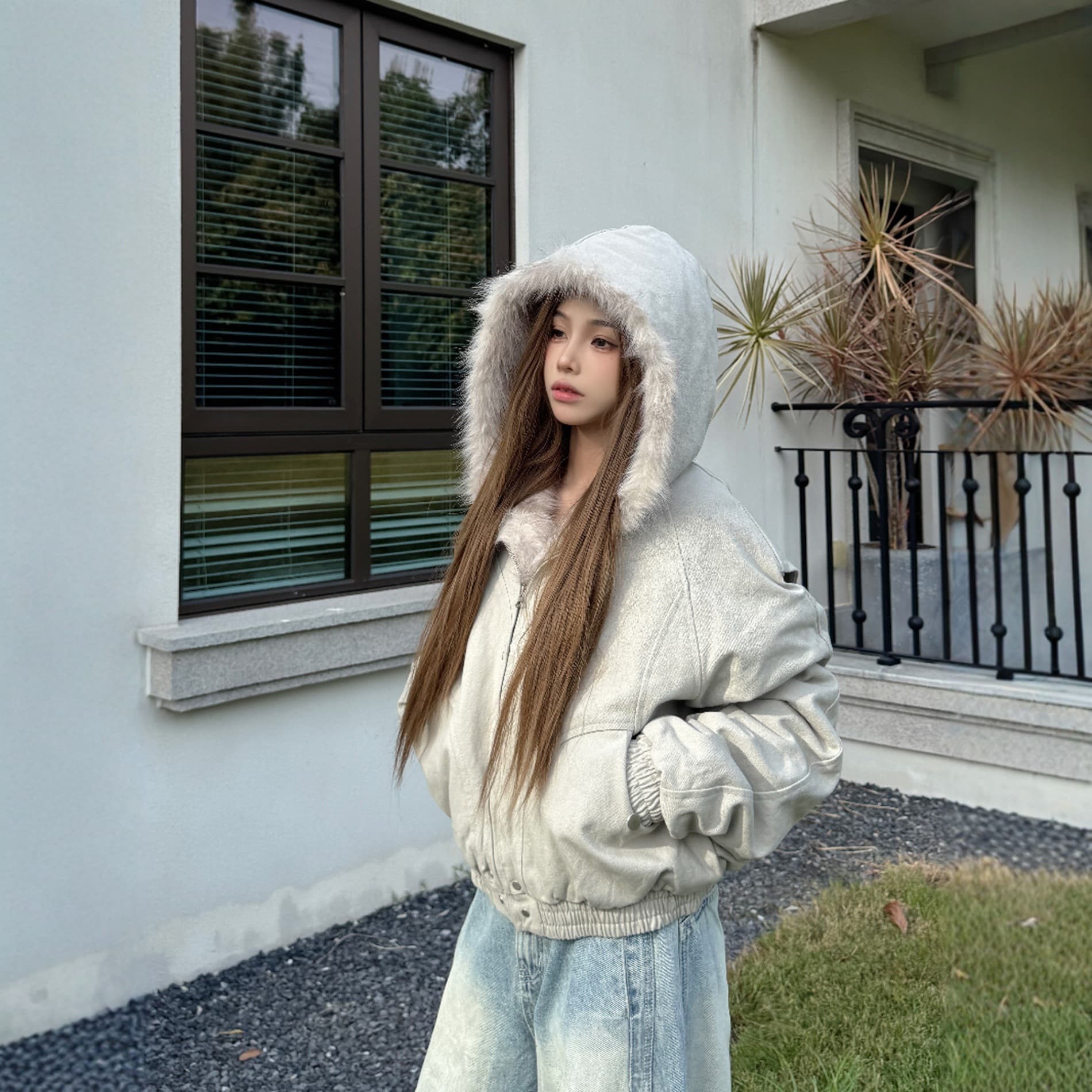 x is not a good person. National trend original eagle winter cotton padded short jacket cleanfit warm thickened fur collar coat.