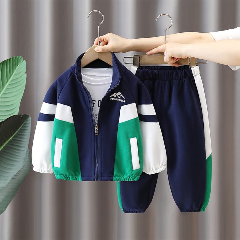 5920 Boys' Sports Set Spring/Autumn 2026 New Kids' Sportswear Boy Autumn Color-Block Two-Piece Trendy