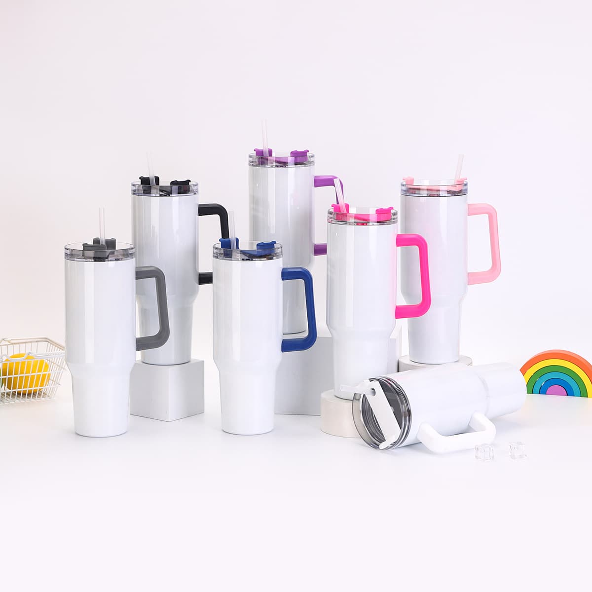 Cross-border Amazon sublimation 40oz car cup 304 stainless steel insulated cup ice cup large capacity straw cup