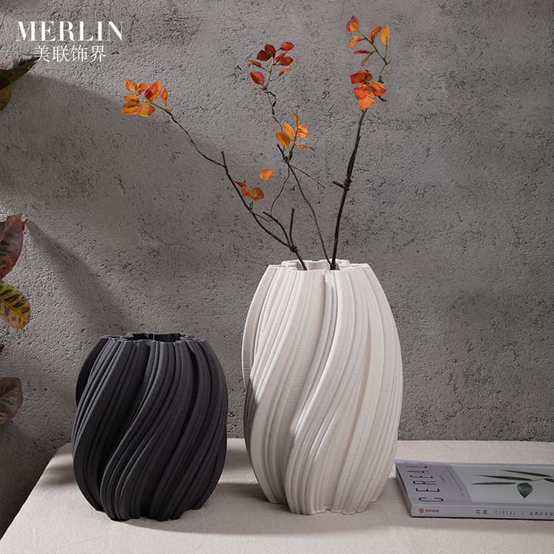 Meilian Shijie 3D Vase, Hydroponic Soft Decorative Ceramic Creative Flower Vase, Printed Decorative Art Home Ornament