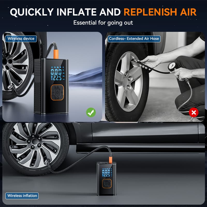 Car Smart Tire Inflator Wireless Portable Digital Tire Pump Multi-Functional Car Power Bank