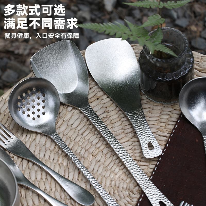 Pure Titanium Spoon Soup Spoon Home Outdoor Pure Titanium Ice Flower Spoon Soup Spoon High Temperature Coloring Healthy Titanium Spoon Wholesale