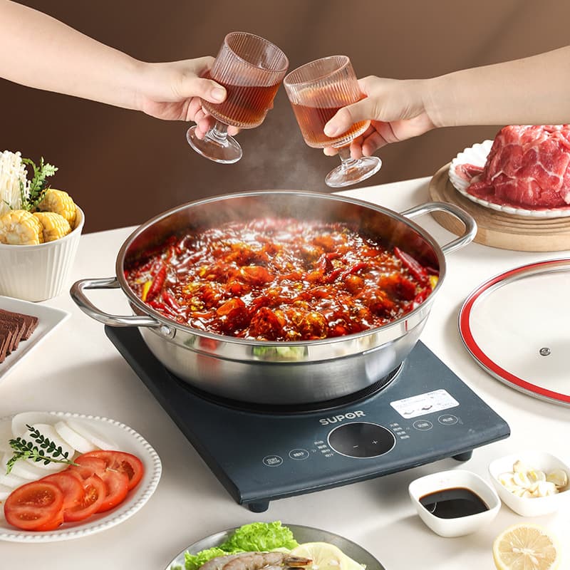 Stainless Steel Hot Pot with Tempered Glass Lid, Soup Pot, Induction Cooker Hot Pot, Gift Hot Pot, Dual-Flavor Hot Pot