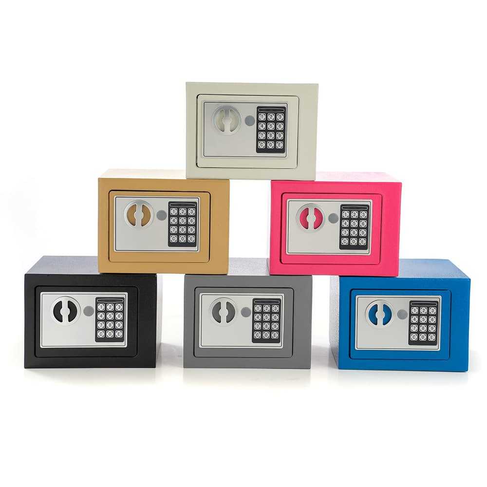 17e Small Safe Deposit Box with Knob Password, Child Home Mini Safe, Customizable with Silk Screen and Coin Slot Option