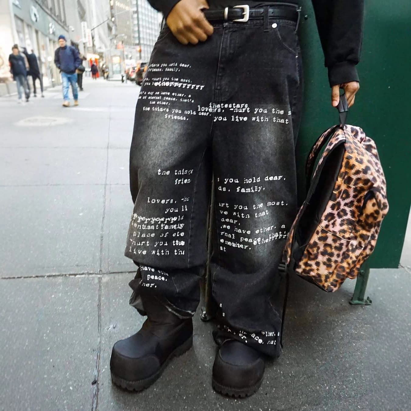 2025 Pattern Print Jeans for Men and Women Y2K High Street Hip-Hop Versatile Long Pants, Retro Print Jeans