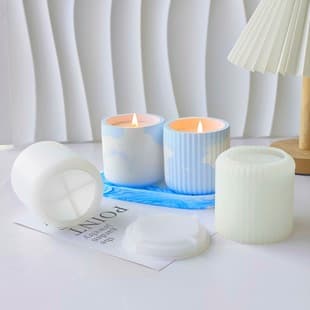 Round Candle Cup Mold, Silicone Mold, DIY Plaster Cup Wax Decorative Ornament with Lid, Easy Release Cup Mold