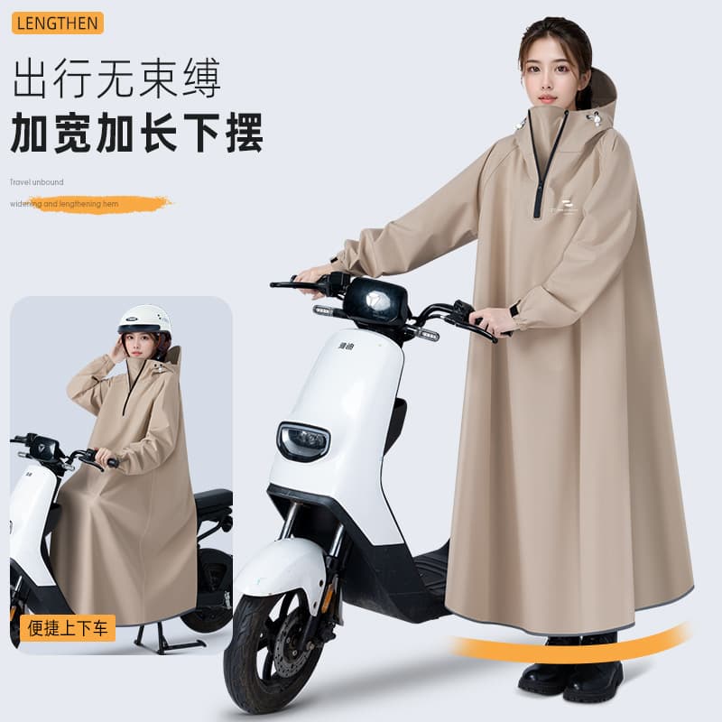 Adult Cycling Raincoat, Full-Body Heavy-Duty Oxford Fabric Integrated Rain Poncho for Men and Women, Heavy Rain Protection for Electric Bike