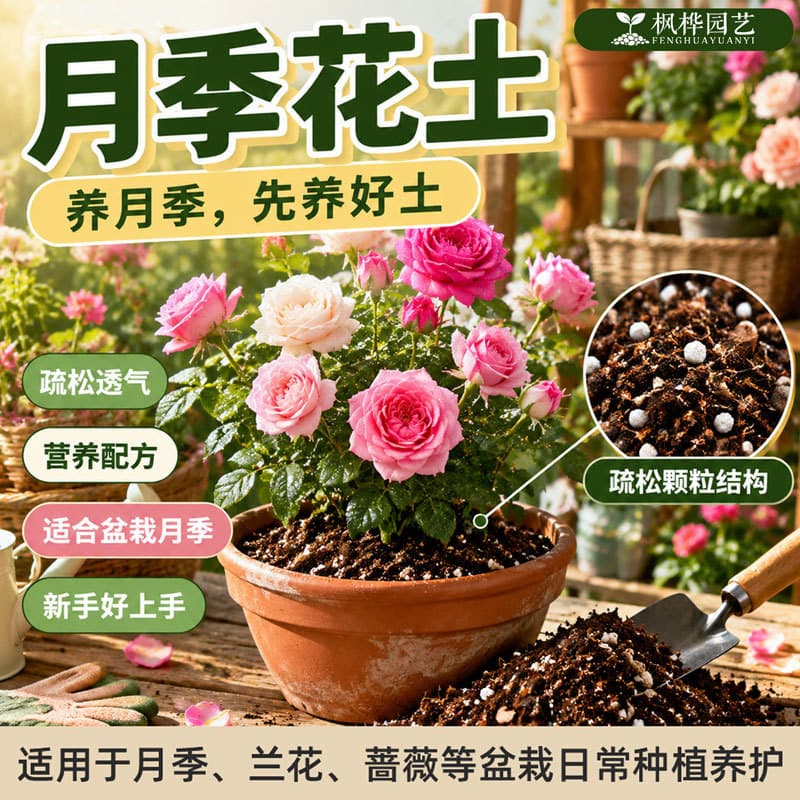 Specialized nutrient soil for roses, orchids, succulents, Clivia, Monstera, loose and breathable, for household potted plants