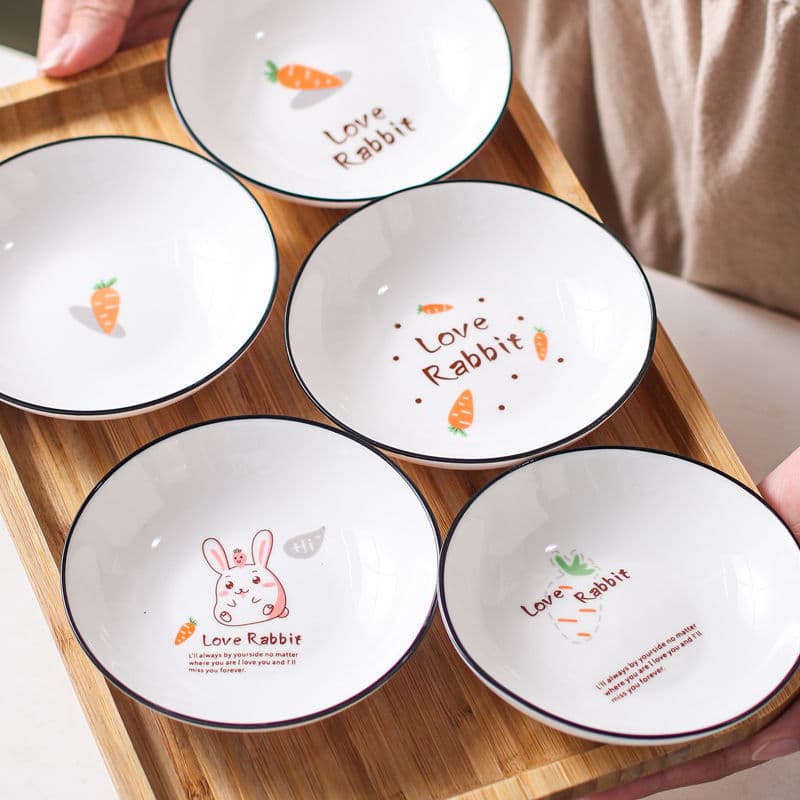 Ceramic Small Plates Cartoon Style 6inch Snack Plates for Home Use 5inch Plates for Bones and Scraps Salad Fruit Plates Dish Plates