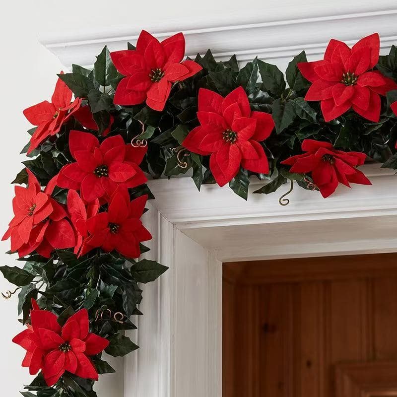 Christmas rattan flower vine Amazon green plant landscaping ornaments outdoor decoration simulated green plants poinsettia Christmas rattan