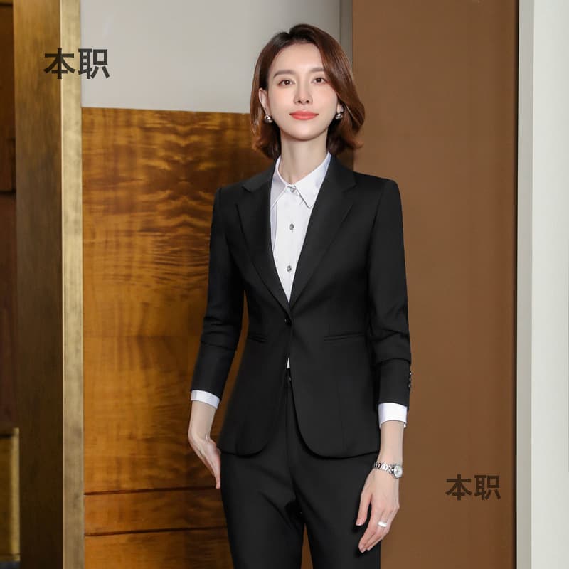 Business Formal Women's Skirt Suit Set Long Sleeve Western Style Jacket Hotel Work Uniform Slim Fit Classic Commute Polyester Fiber