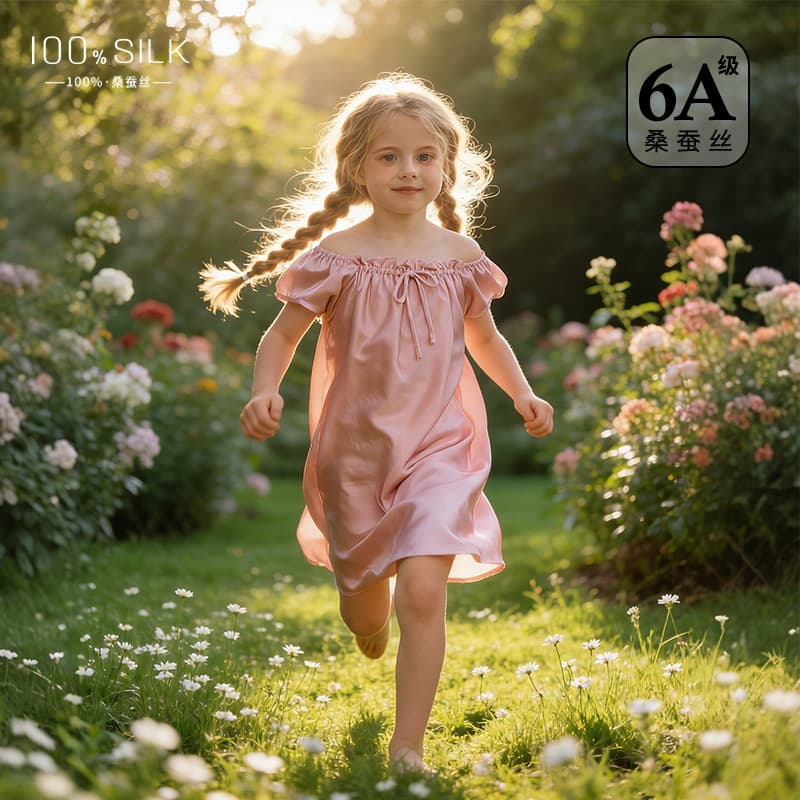 2026 New French Silk Nightgown Doll Dress 100% Mulberry Silk Skin-Friendly Comfortable Princess Dress Girls Dress
