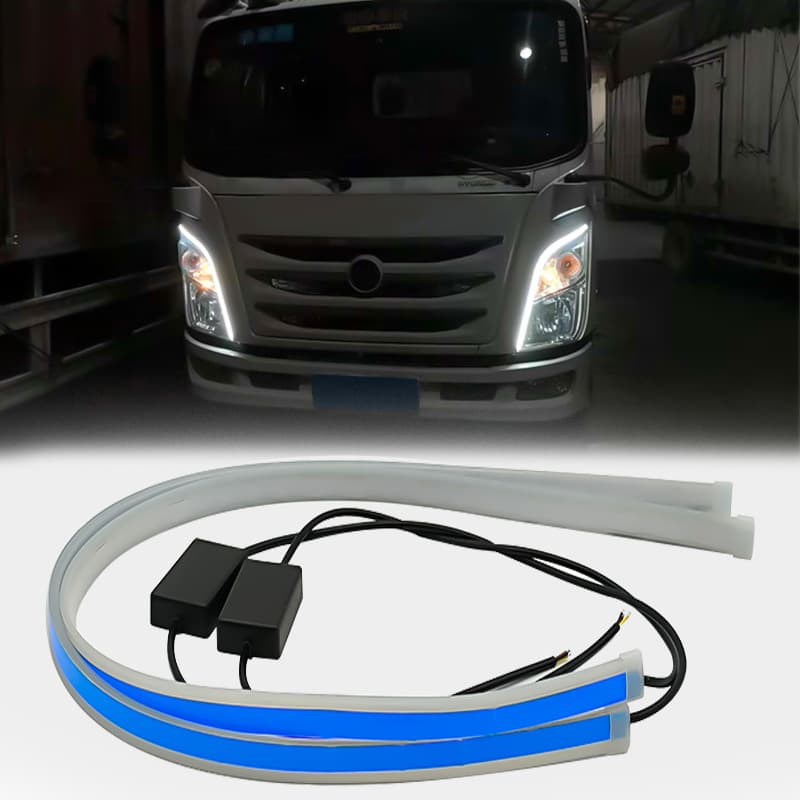 Cross-border Hot Selling Truck-Specific 24V Dual-Color Flowing Daytime Running Light Ultra-Thin LED Light Strip Tail Light Turn Signal