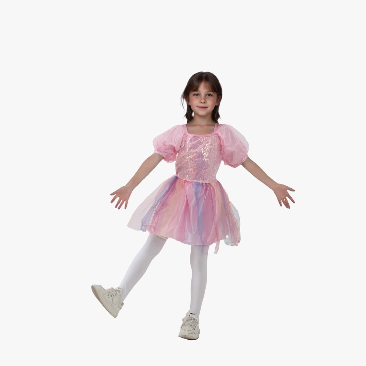 Girls' Double-Layer Princess Gauze Skirt Cross-Border Puff Sleeve Fluffy Princess Dress Children's Sweet Sweetheart Style
