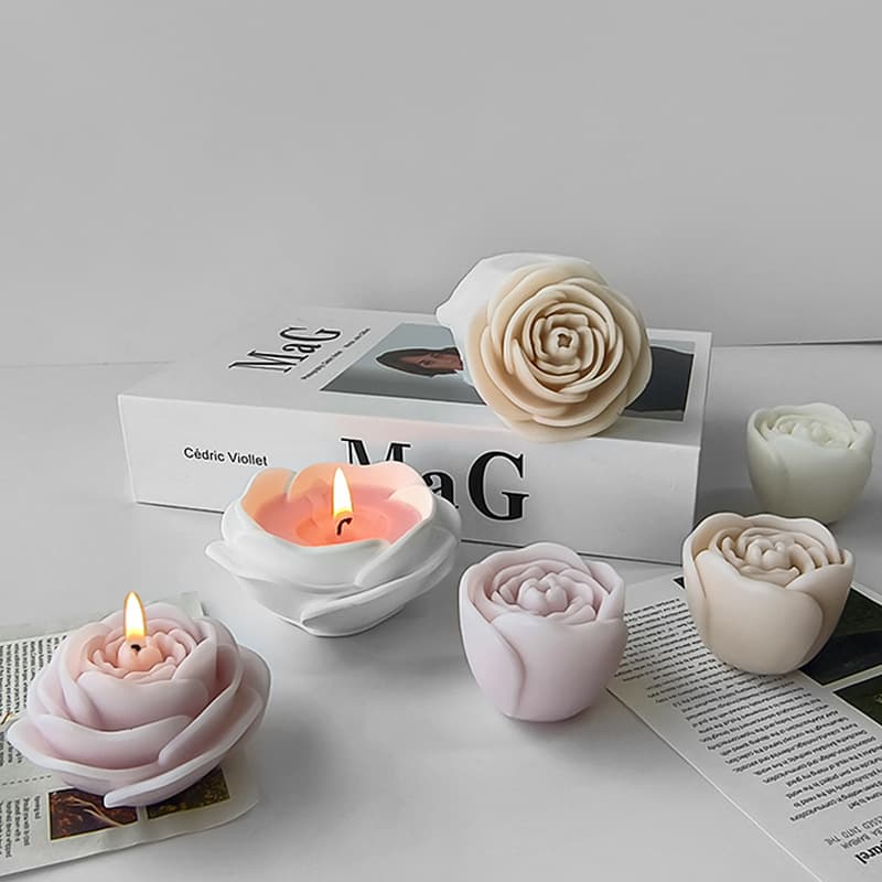 Jiahuimei peony candle silicone mold diyiy gypsum cement aromatherapy candle cup candlestick ornaments