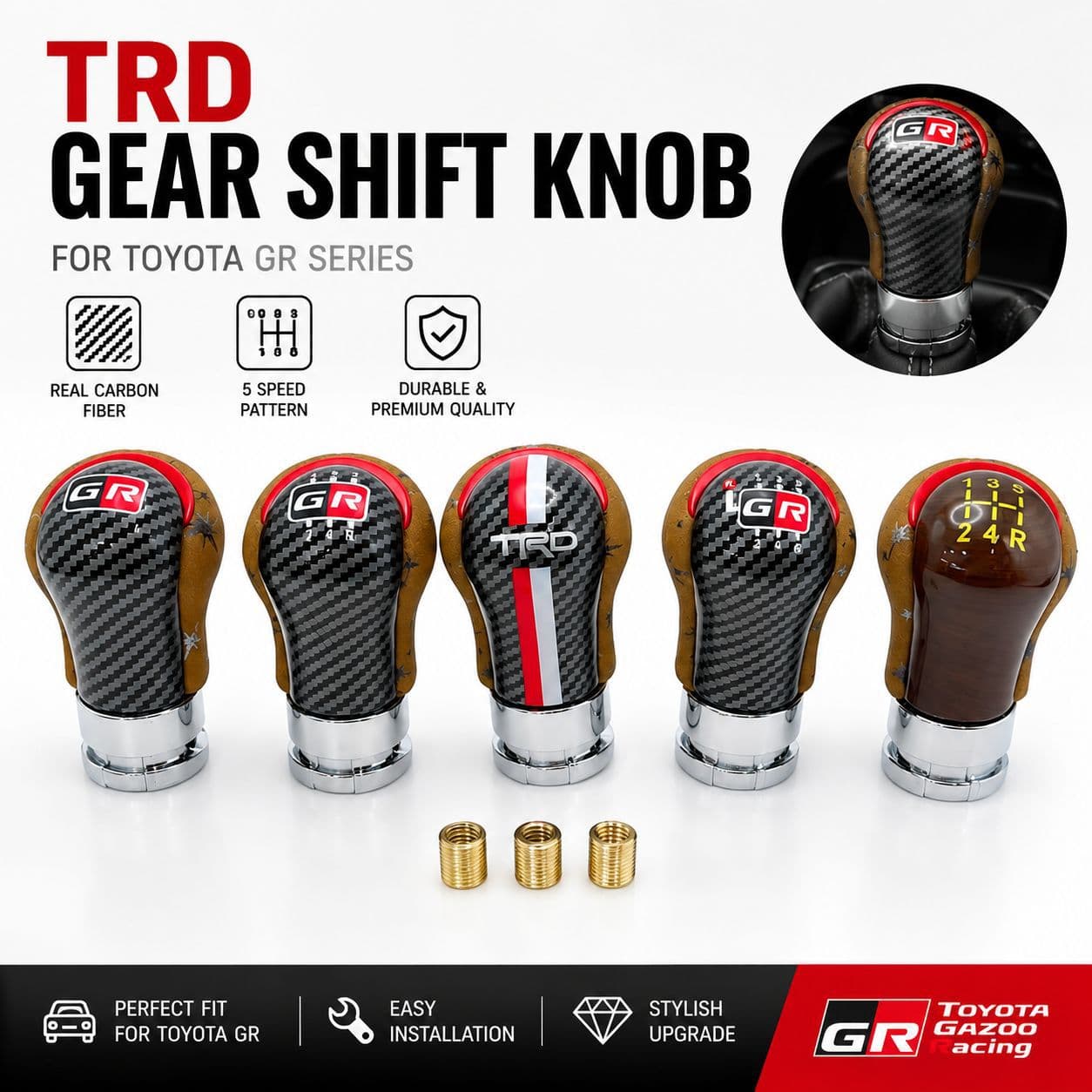 Universal Car Manual Shift Knob, 5-Speed 6-Speed Gear Shift Knob, Genuine Leather 6-Speed Manual Shift Knob