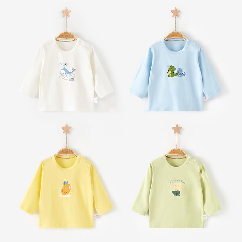 Children's Long-Sleeved T-Shirt, Spring, Autumn and Summer Pure Cotton, Thin Autumn Clothes for Toddlers, Girls and Boys, Base Layer, Baby Tops, Baby Clothes