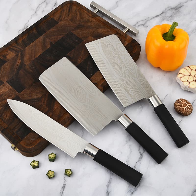 Stainless Steel Kitchen Knife Set for Home Use with Slicing Knife - Yangjiang Laser Damascus Pattern New Chinese Style