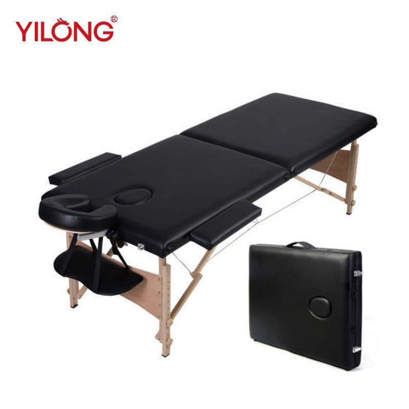 Yilong Cross-border E-commerce 2-Fold Portable Wooden Massage Bed Folding Bed Sponge Filled Folding Bed