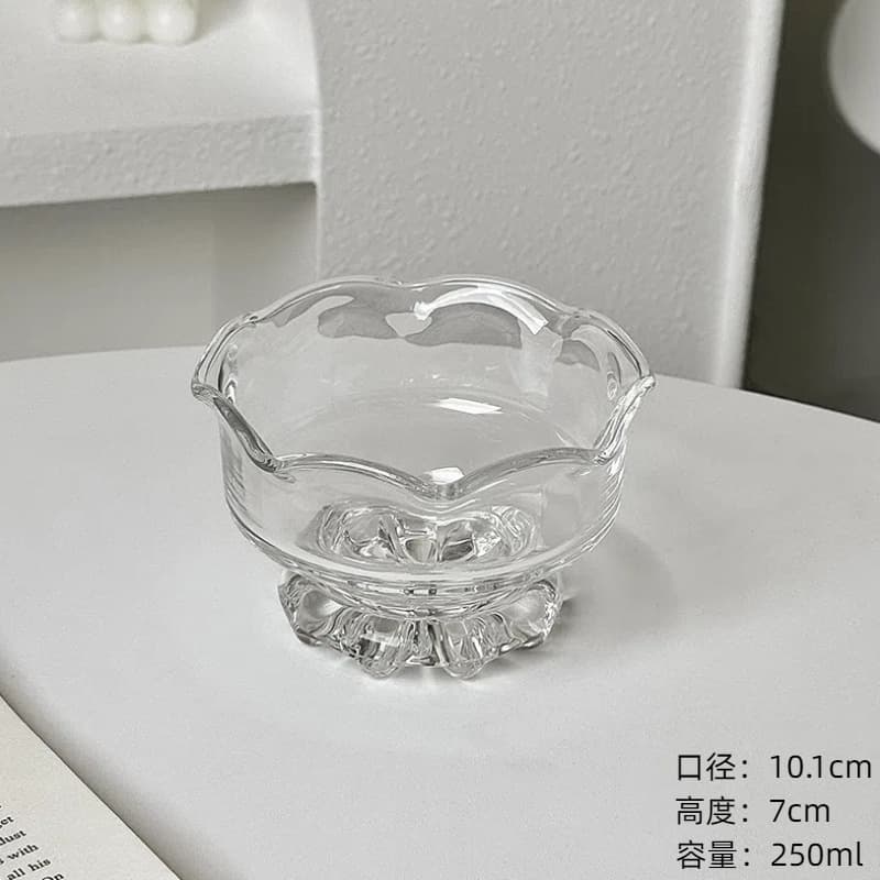 Ins Viral Glass Dessert Bowl with Spoon for Ice Cream, Sweet Soup, Yogurt, Jelly, Bird's Nest, and Breakfast