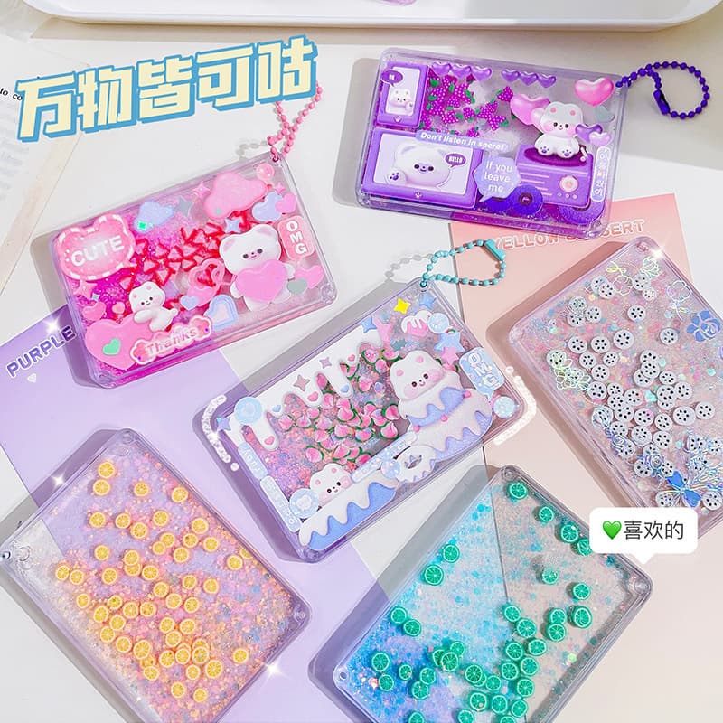 Oil-Filled Fun Sand-Flow Guca Brick Fruit Sand-Flow Guca Disk DIY Acrylic Keychain Accessories Guca Cards and Disks