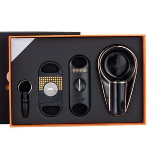 Cigar Cutter Three-Piece Set, Portable Cigar Knife, Sharp V-Cut, Cigar Drill Round Punch, Cigar Kit
