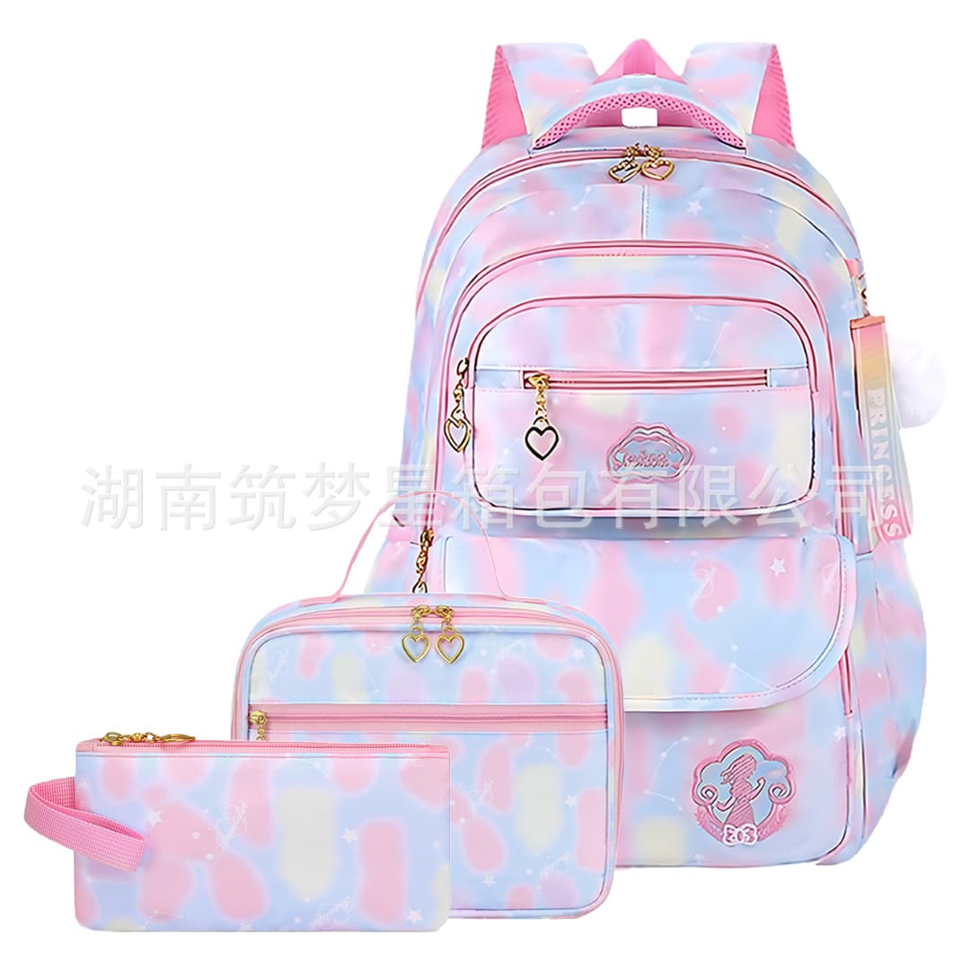 New cross-border schoolbags for women 5-6-Junior high school schoolbags, student backpacks, three-piece set, lightweight and burden-reducing schoolbags Amazon