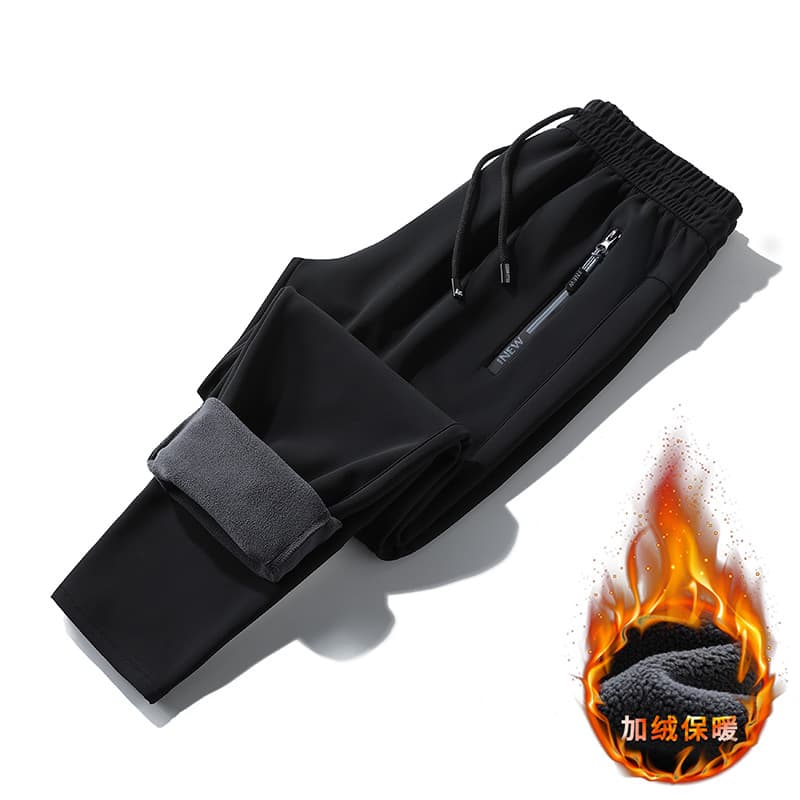 2025 New Winter Fleece-Lined Composite Sherpa Pants Men's Trendy Brand Fleece Casual Pants Men Warm Cotton Pants
