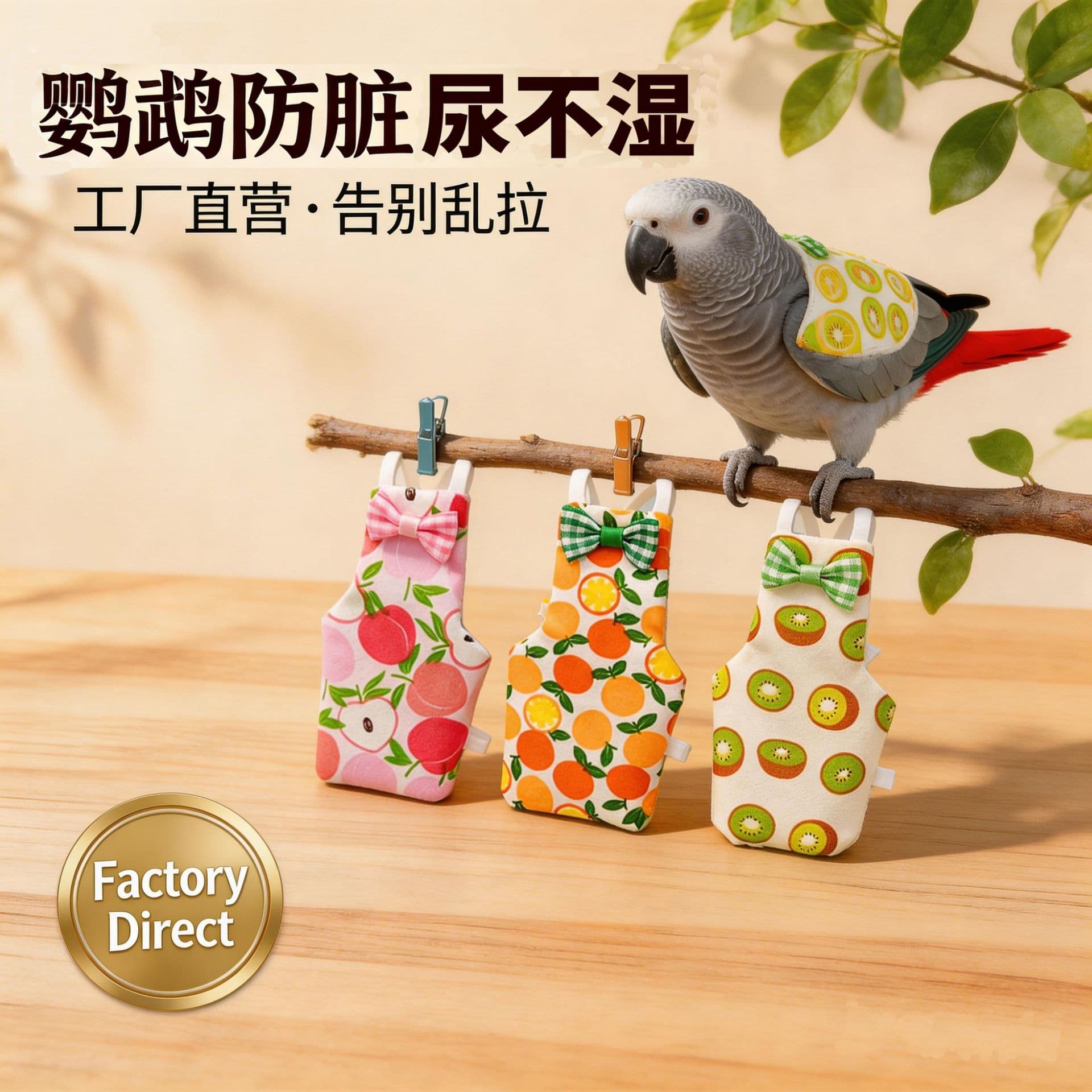Cross-border parrot diapers, bird poop pocket clothes, tiger skin peony cockatiel special diapers, adjustable flight suit