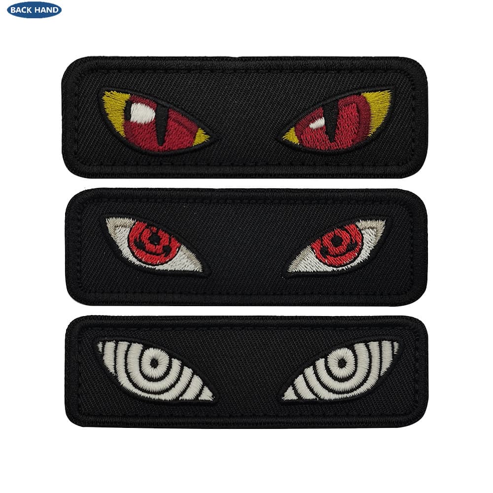 In-stock glow-in-the-dark cat eye demon eye anime embroidered morale emblem hook-and-loop arm patch outdoor bag accessory