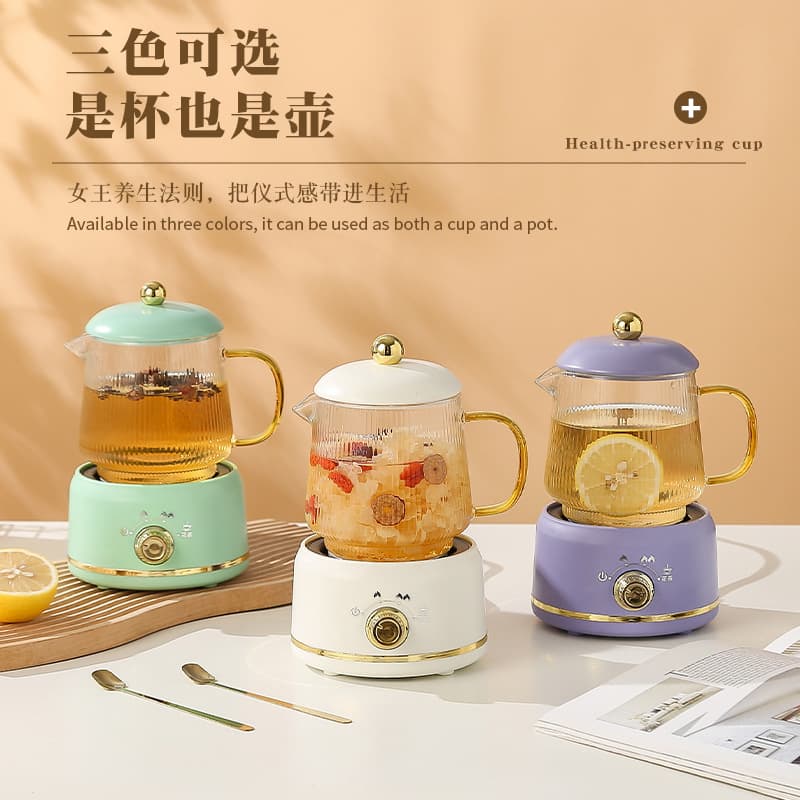 New Health Cup, Multifunctional Mini Electric Stewing Cup, Health Pot, Glass Electric Heating Cup, Office Flower Tea Brewing Gift Set