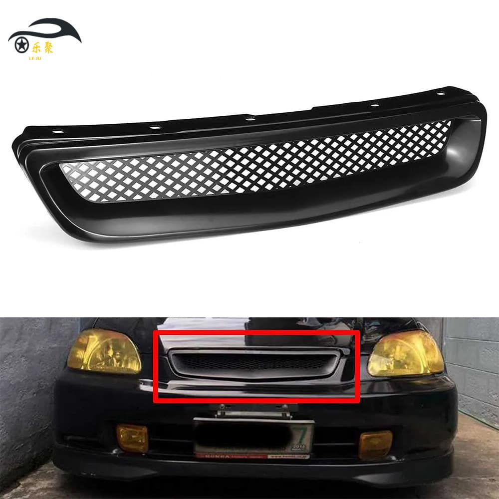 Cross-border Compatible with 1996-1998 Honda Civic Grille Front Bumper Gloss Black Front Face Modification Part