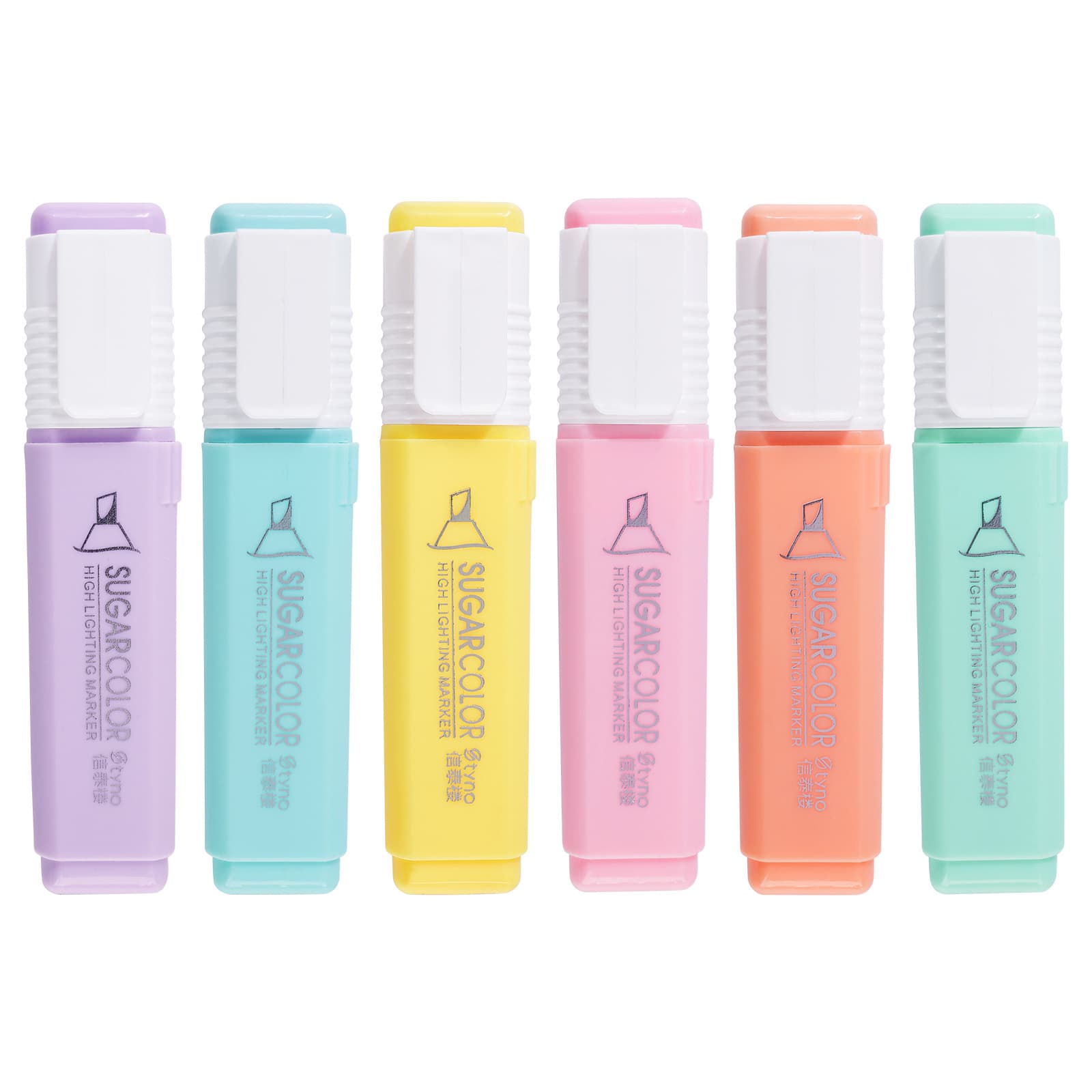 Creative Candy Colors Macaron Eye-Protection Colors 6-Color Highlighters Student Marker Pens Key Points Marking Glitter Pens