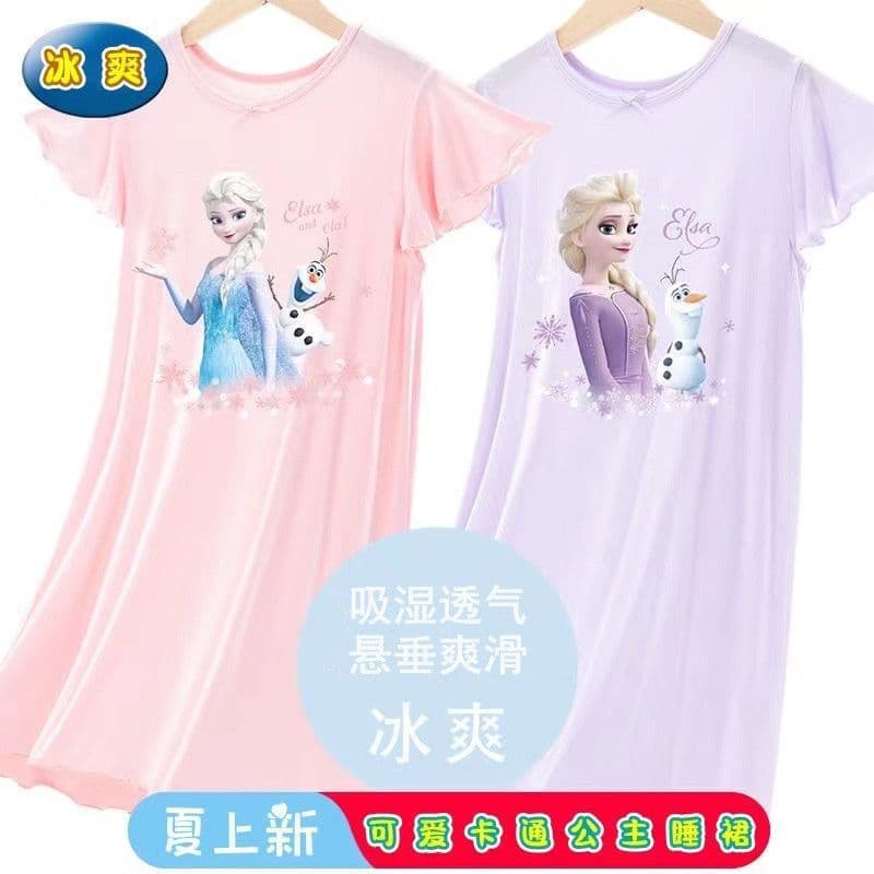 Girls Elsa Princess Cartoon Dress 2026 New Frozen Nightgown Children's Pajama Dress