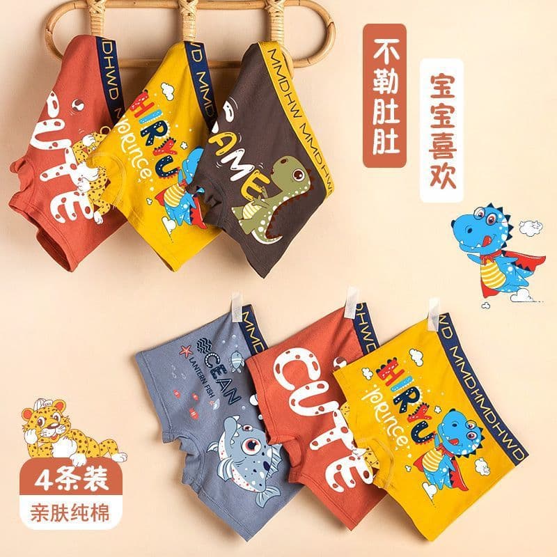 Boys' Underwear Pure Cotton Children A-Class Primary and Middle School Students Boxer Briefs Older Boys Little Boys Baby Square Shorts