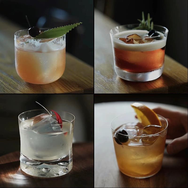 Slim Cocktail Glass, Elegant Wide-Rim Whiskey Ice Ball Glass, Latte Coffee Cup, Chinese-Style Cold Brew Tea Cup