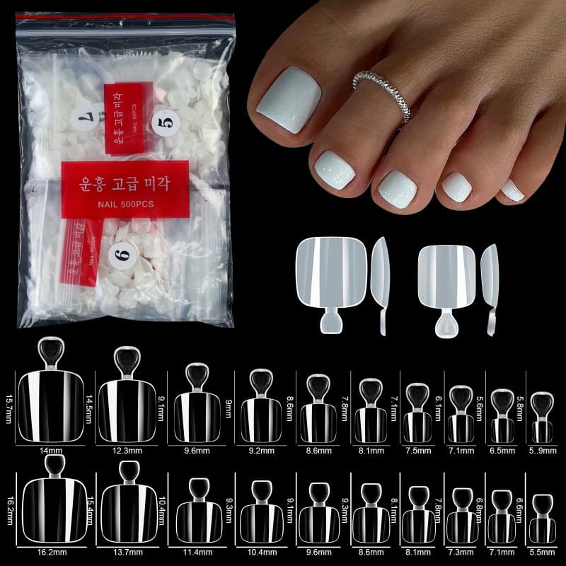 Hot-selling Cross-border Nail Tips for Toenails, 500pcs Natural Color Toenail Fake Nail Stickers, Factory Wholesale