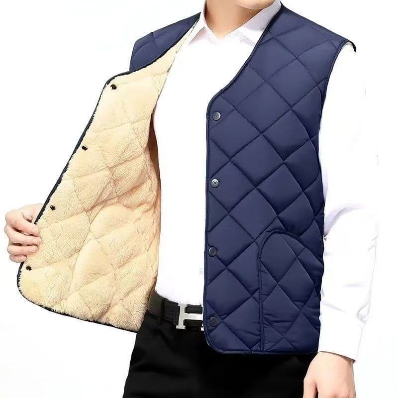 Autumn and winter warm men's lamb fleece vest, thick cotton vest, dad's cotton vest