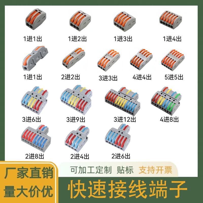PCT-212/222/422 Quick Wiring Terminal, Push-in Type Electrical Wire Universal Connector, Wire Splitter